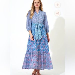 OLIPHANT ruffle collar button Maxi- Antibes blue